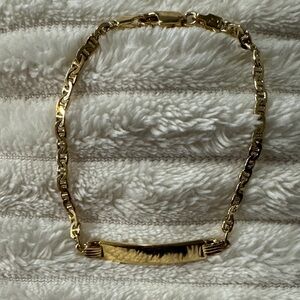 Classic .925 Italy Sterling Silver Gold-Tone ID Bracelet - Blank Bar